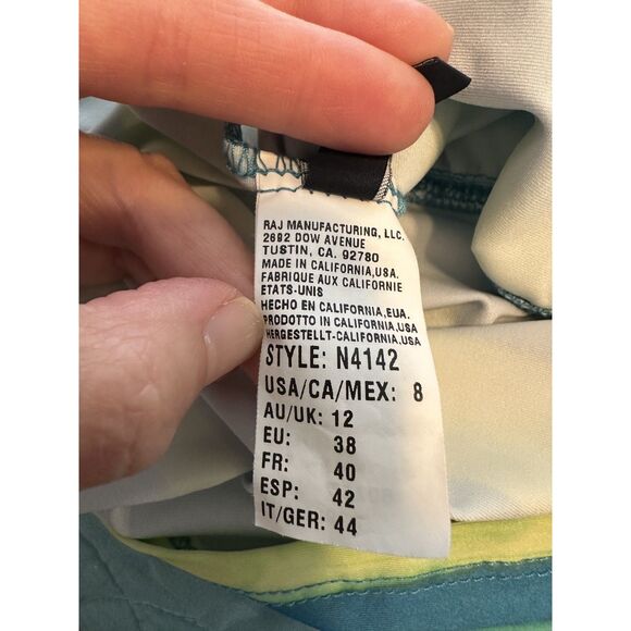 Nautica Tankini Top Size 8 Blue Green Striped Halter Swim Top Padded Cups - Picture 4 of 5